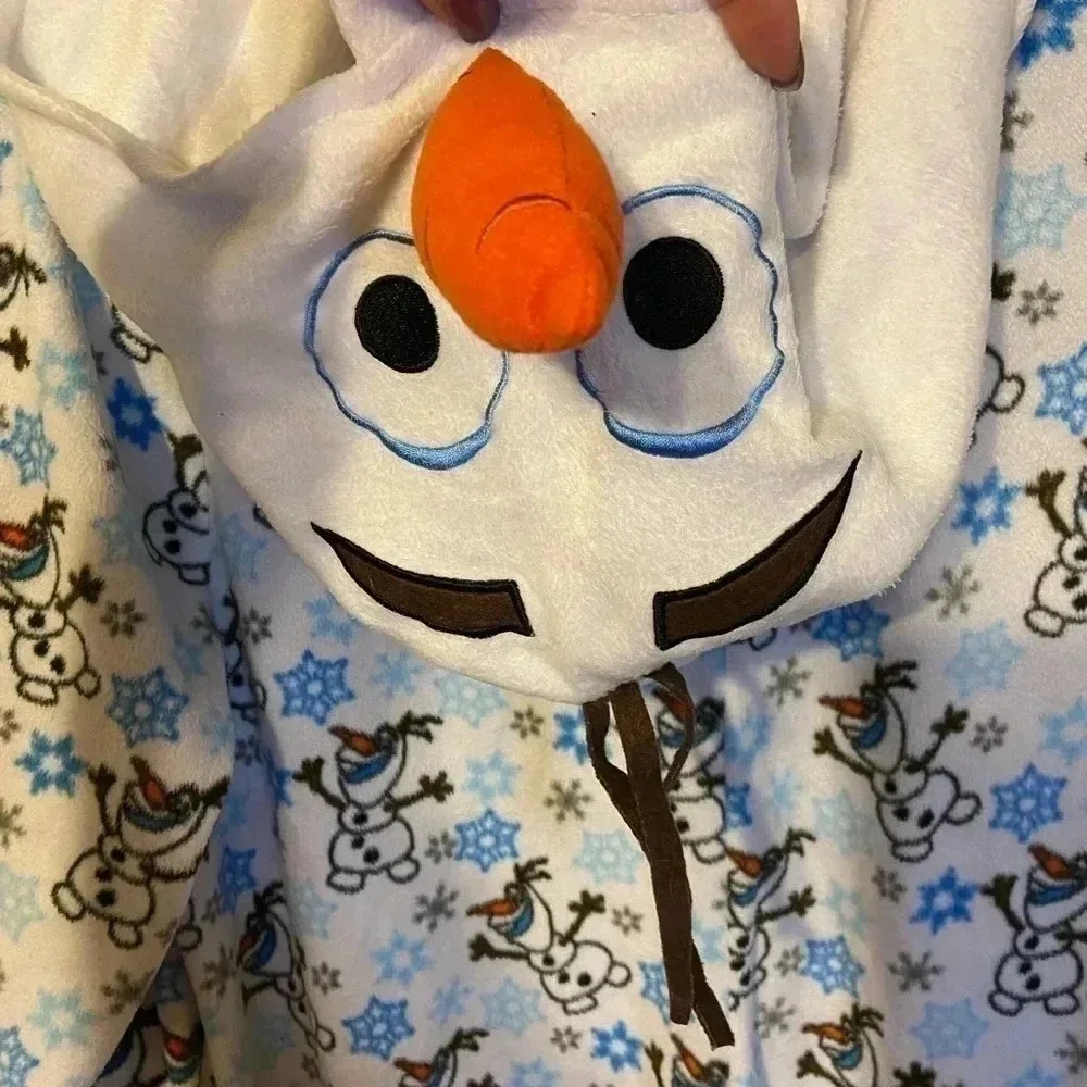 Disney’s Olaf kids XL  16/18 one piece Hooded pajama